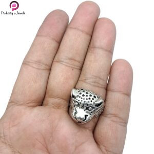 Sterling Silver Leopard Head Ring