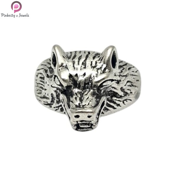 Angry Wolf Face Ring