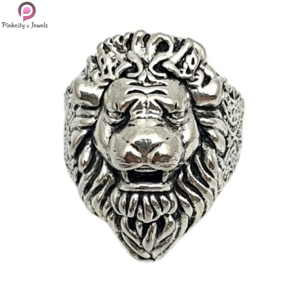 Sterling Silver Lion Face Ring