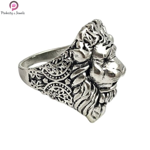 Sterling Silver Lion Face Ring - Image 3