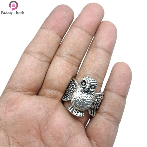 Sterling Silver Owl Frill Ring - Image 2