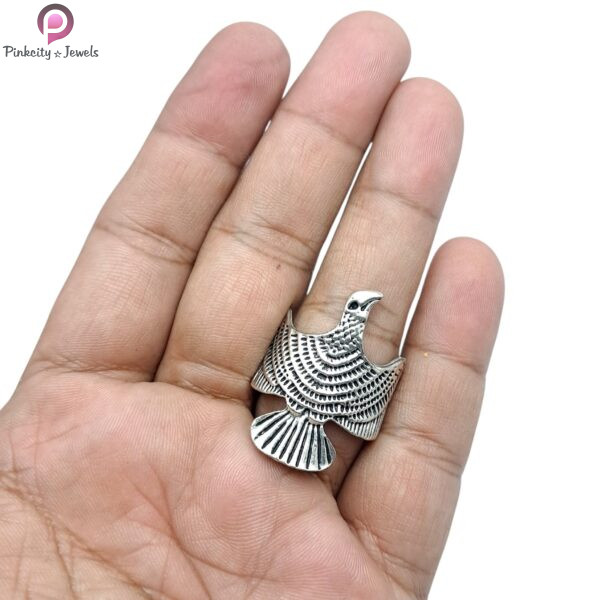 Winged Eagle Ring - Rings For Men • Hawk Ring • Silver Handmade • Born Bird Ring - Image 2