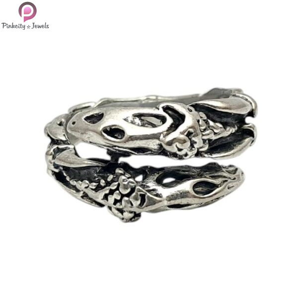 Retro Unique Double Claw Ring Fashion Punk Hip Hop Animal Open Adjustable Ring
