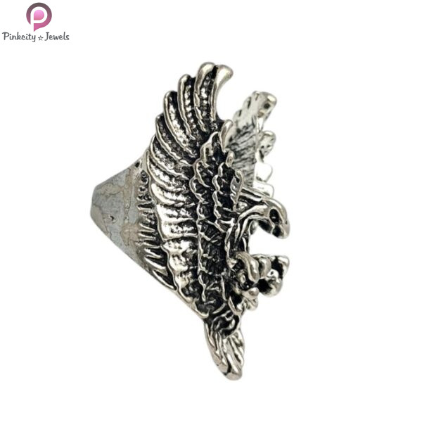 Vintage Retro Flying Stylish Silver Flying Eagle Ring For Men & Women Ring - Image 3