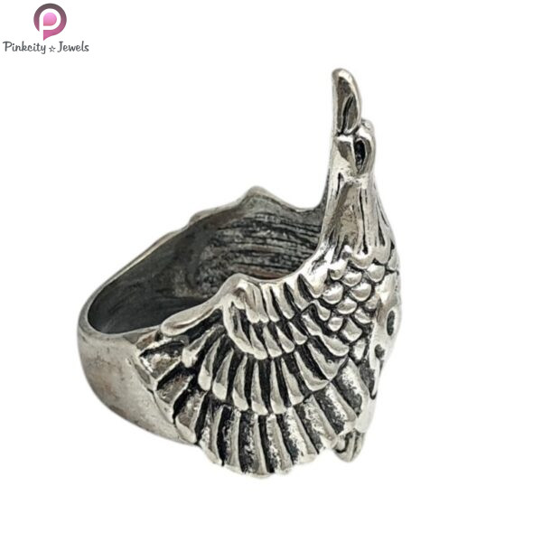 Vintage Retro Flying Stylish Silver Eagle Ring - Image 3