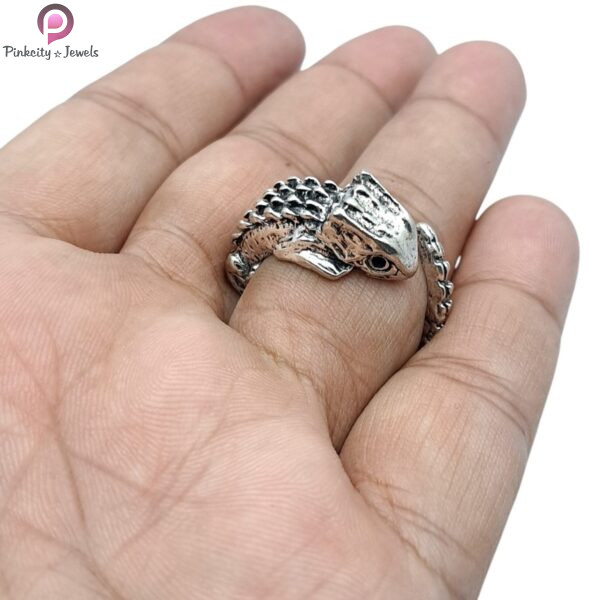 Crocodile Handmade Sterling Silver Ring, Alligator Silver Ring, - Image 2