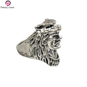 Unique Viking Warrior With Wolf Head Animal Ring