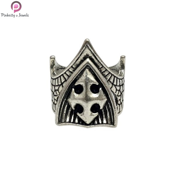 Cross Shield Silver Ring