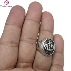 Oxidised Silver Kings Crown Stylish Macho fingerring Ring