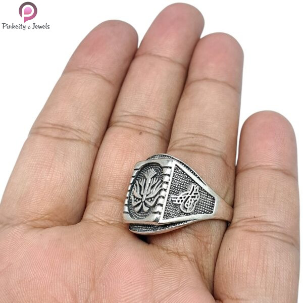 Morvi Silver Antique Finish Excellent Design Super Heavy Finger Ring - Image 2