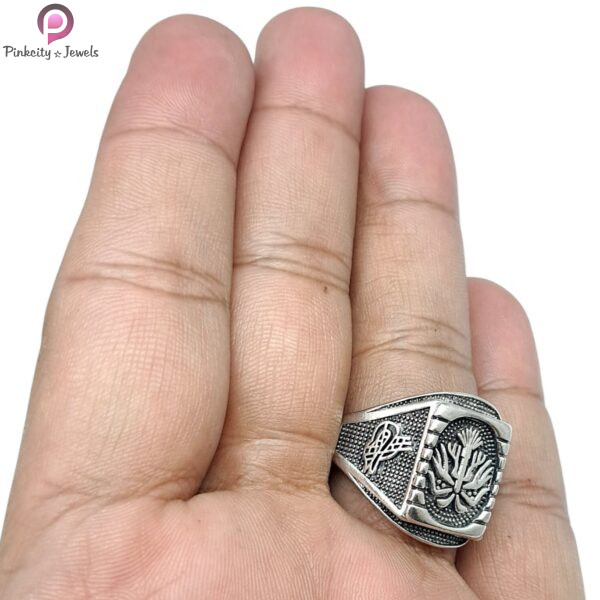 Morvi Silver Antique Finish Excellent Design Super Heavy Finger Ring - Image 3