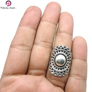 Oxidised Mandala Silver Ring