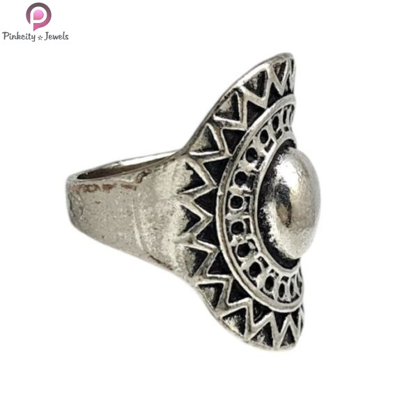 Oxidised Mandala Silver Ring - Image 3