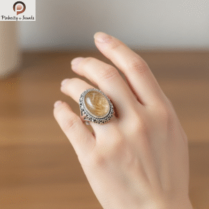Golden rutile Gemstone 925 Sterling Silver Ring