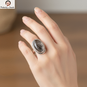 Natural Black rutile Gemstone 925 Sterling Silver Ring