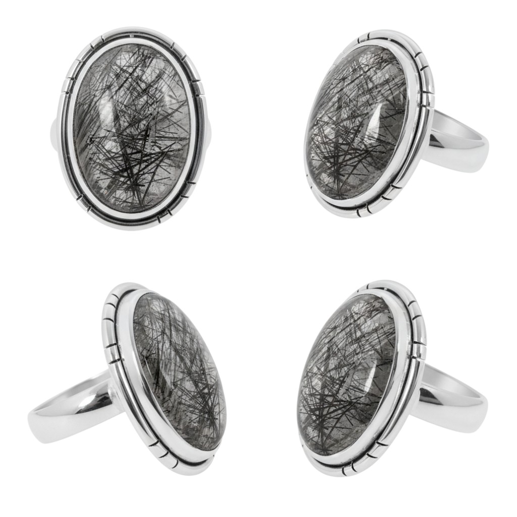 Natural Black rutile Gemstone 925 Sterling Silver Ring - Image 3