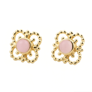 Rose quartz Gemstone Gold Plated Silver Earring