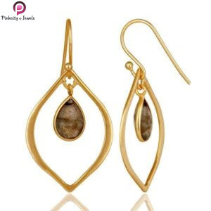 Labradorite Gemstone Gold Plated Silver Earring