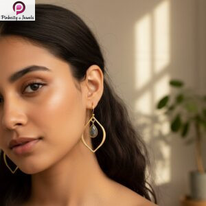 Labradorite Gemstone Gold Plated Silver Earring