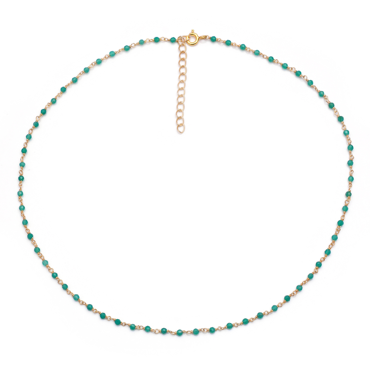 Multi turmaline beaded gold plated chain necklace - Image 3