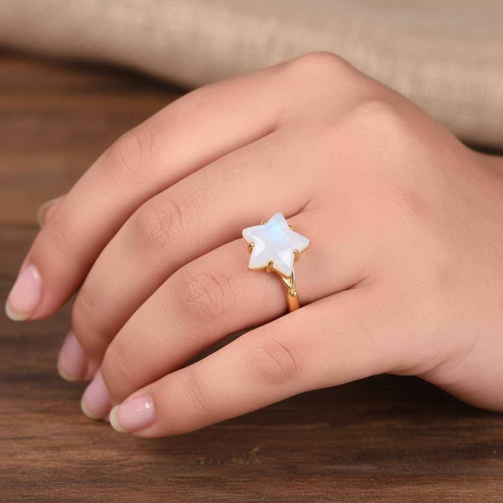 Star Shape Gemstone Silver Ring - Image 2