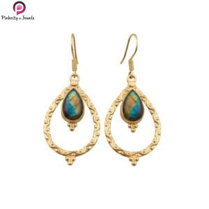 The Luminous Touch Labradorite Gemstone Gold Plated Silver Earring