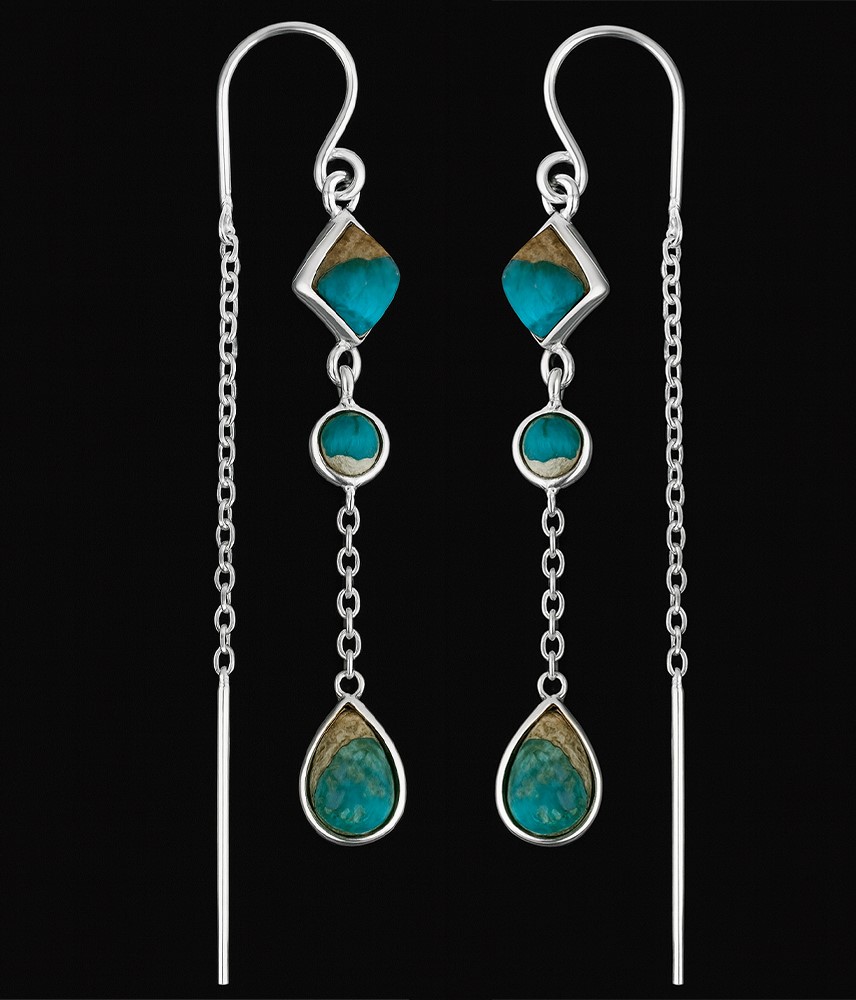 Turquoise silver earrings - Image 3