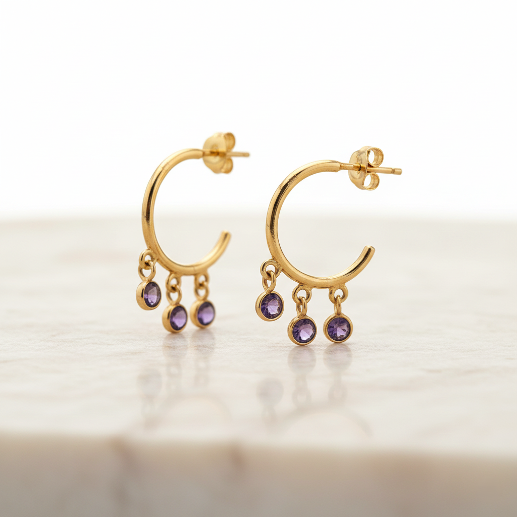 Sterling silver amethyst earrings - Image 4