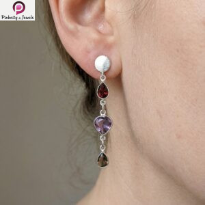 Multi-gemstone silver earrings