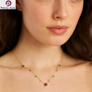 Delicate Gold Multi-Gemstone Station Necklace